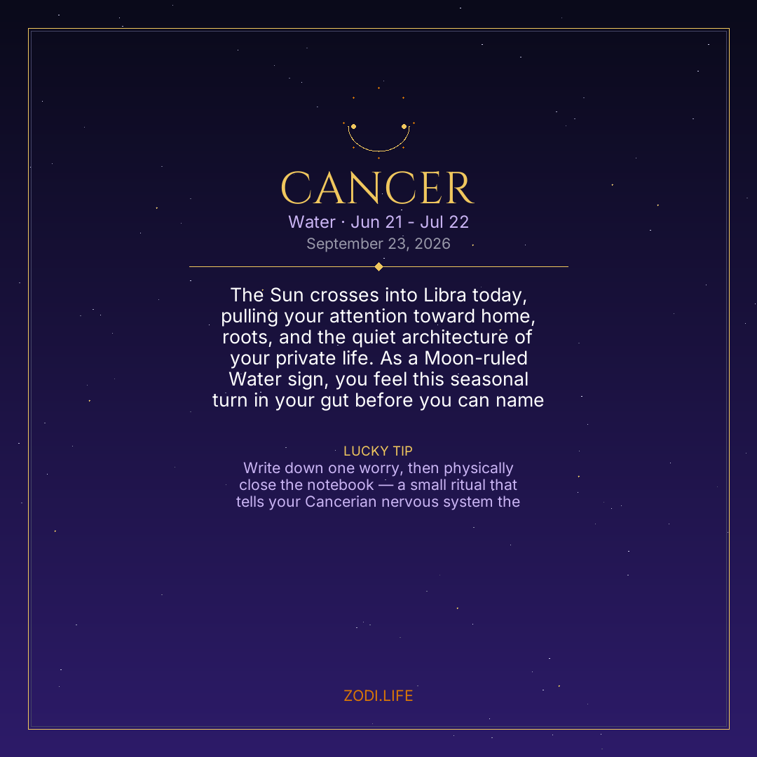 Cancer Horoscope September 23, 2026