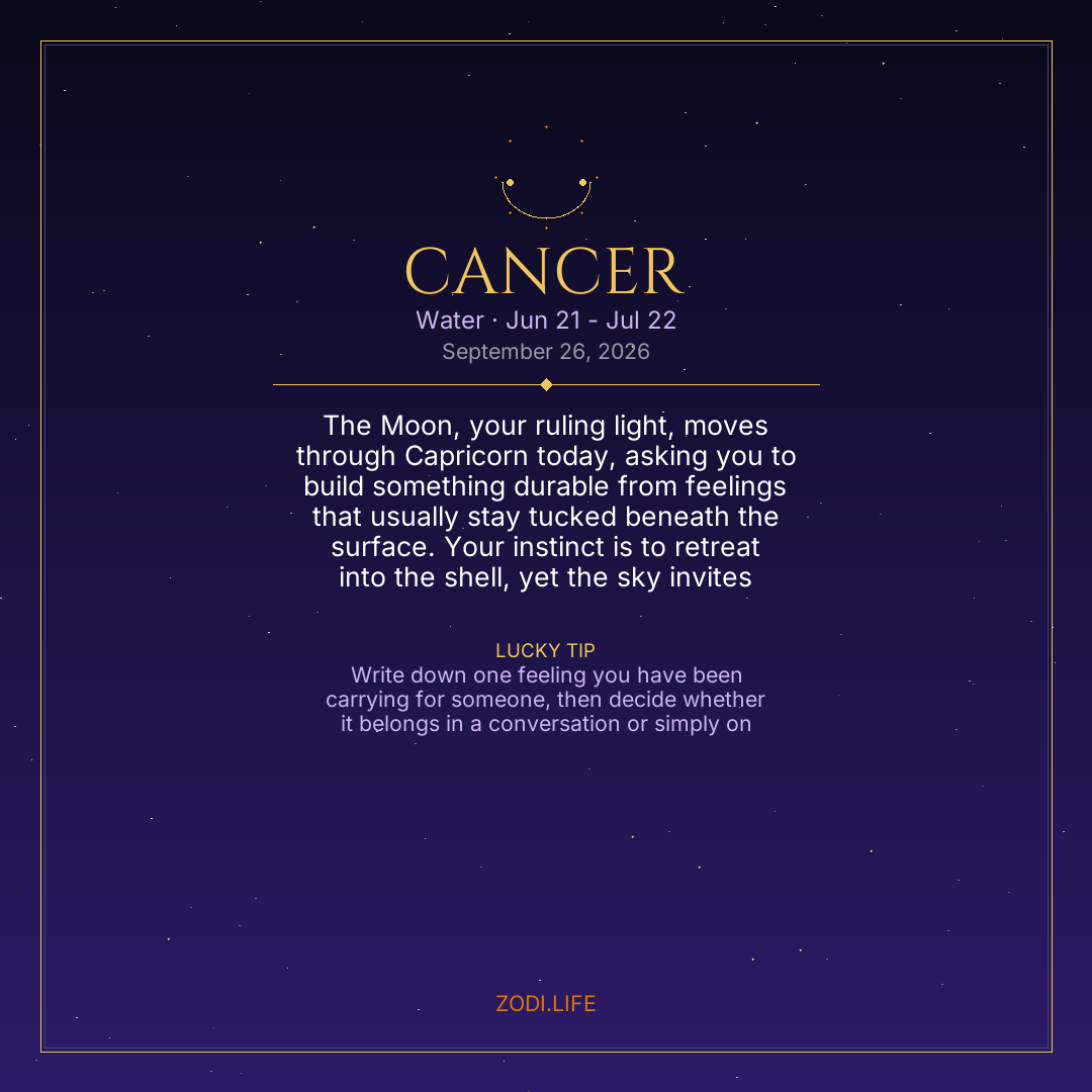 Cancer Horoscope September 26, 2026