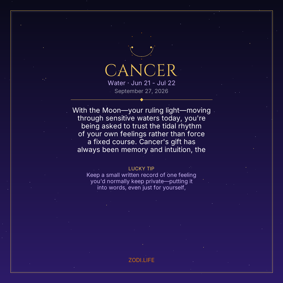 Cancer Horoscope September 27, 2026