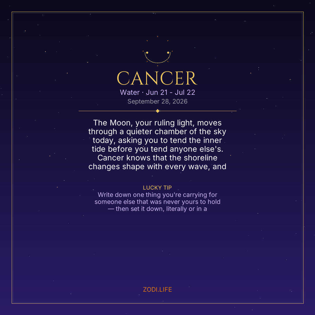 Cancer Horoscope September 28, 2026