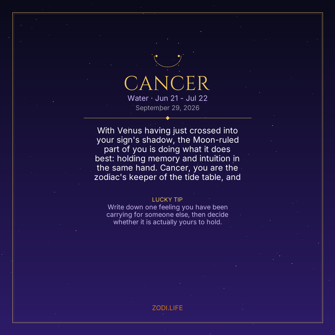 Cancer Horoscope September 29, 2026