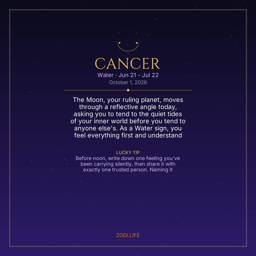 Cancer Horoscope October 1, 2026
