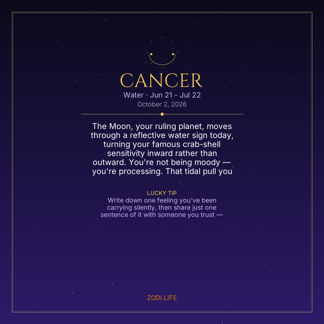 Cancer Horoscope October 2, 2026