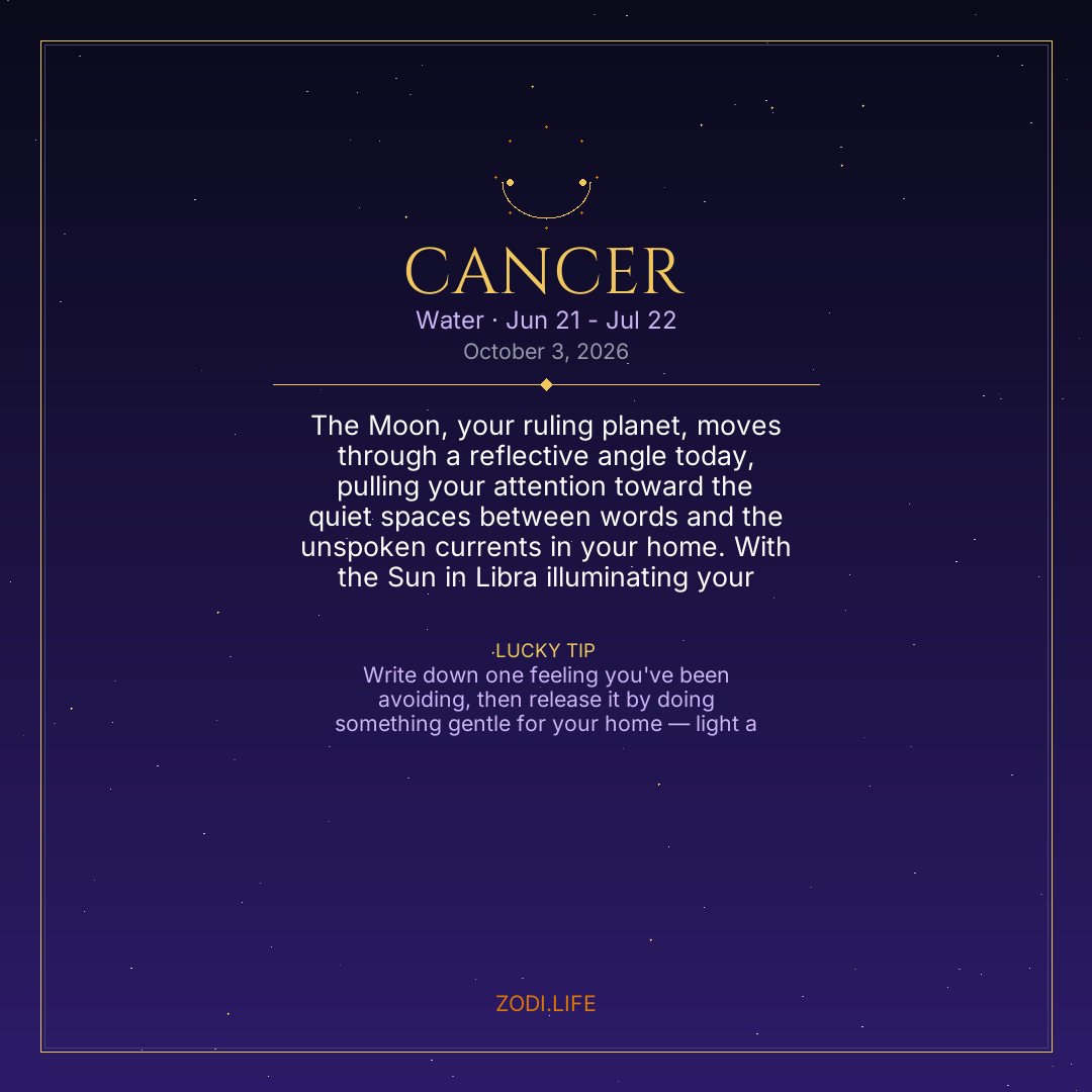 Cancer Horoscope October 3, 2026