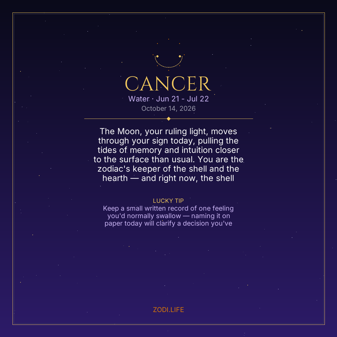 Cancer Horoscope October 14, 2026
