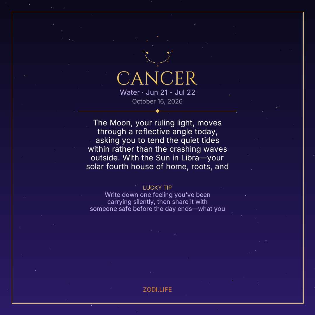 Cancer Horoscope October 16, 2026