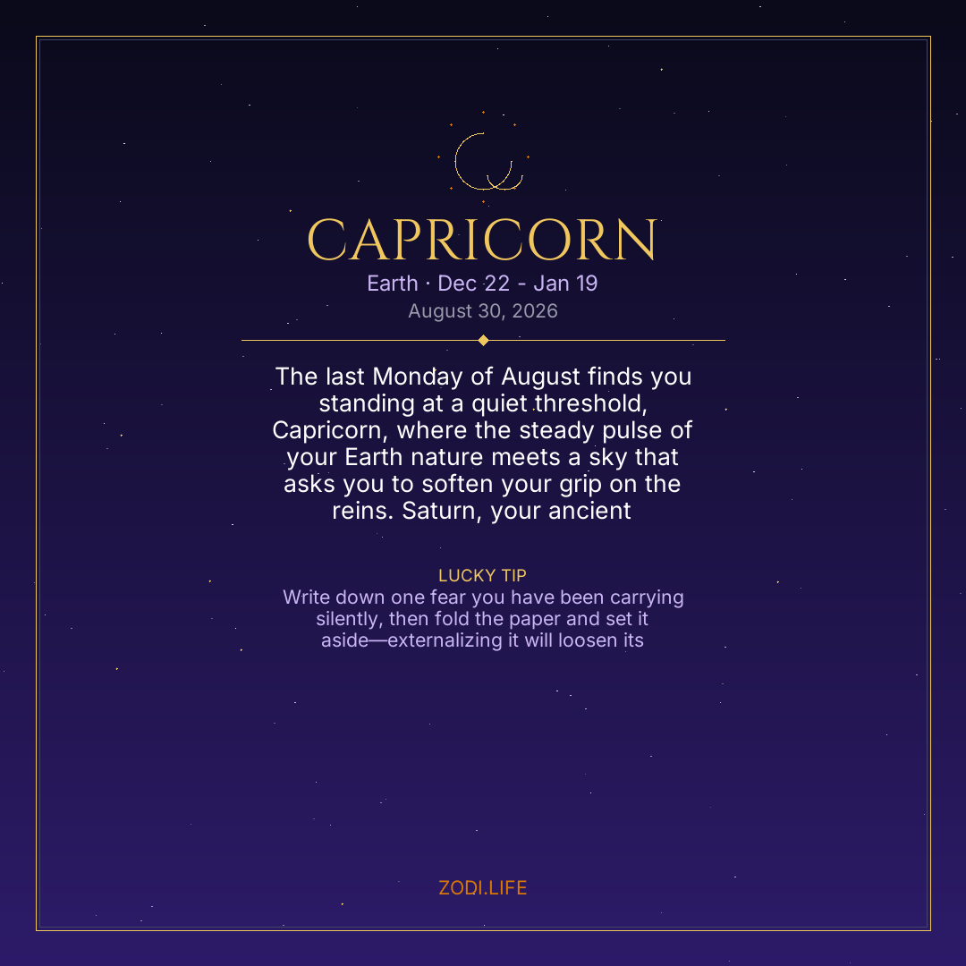 Capricorn Horoscope August 30, 2026