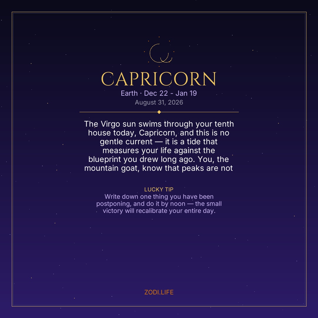 Capricorn Horoscope August 31, 2026