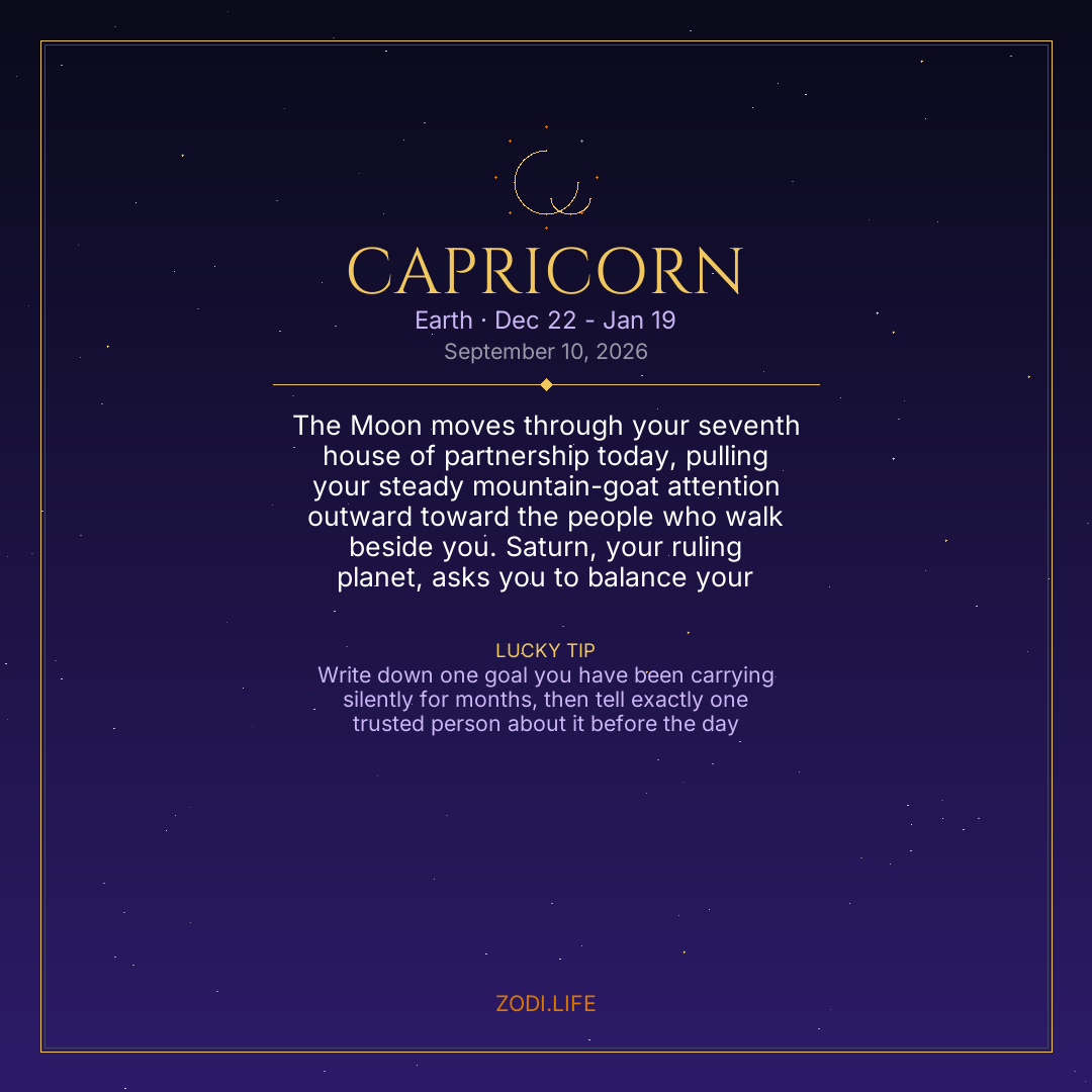 Capricorn Horoscope September 10, 2026