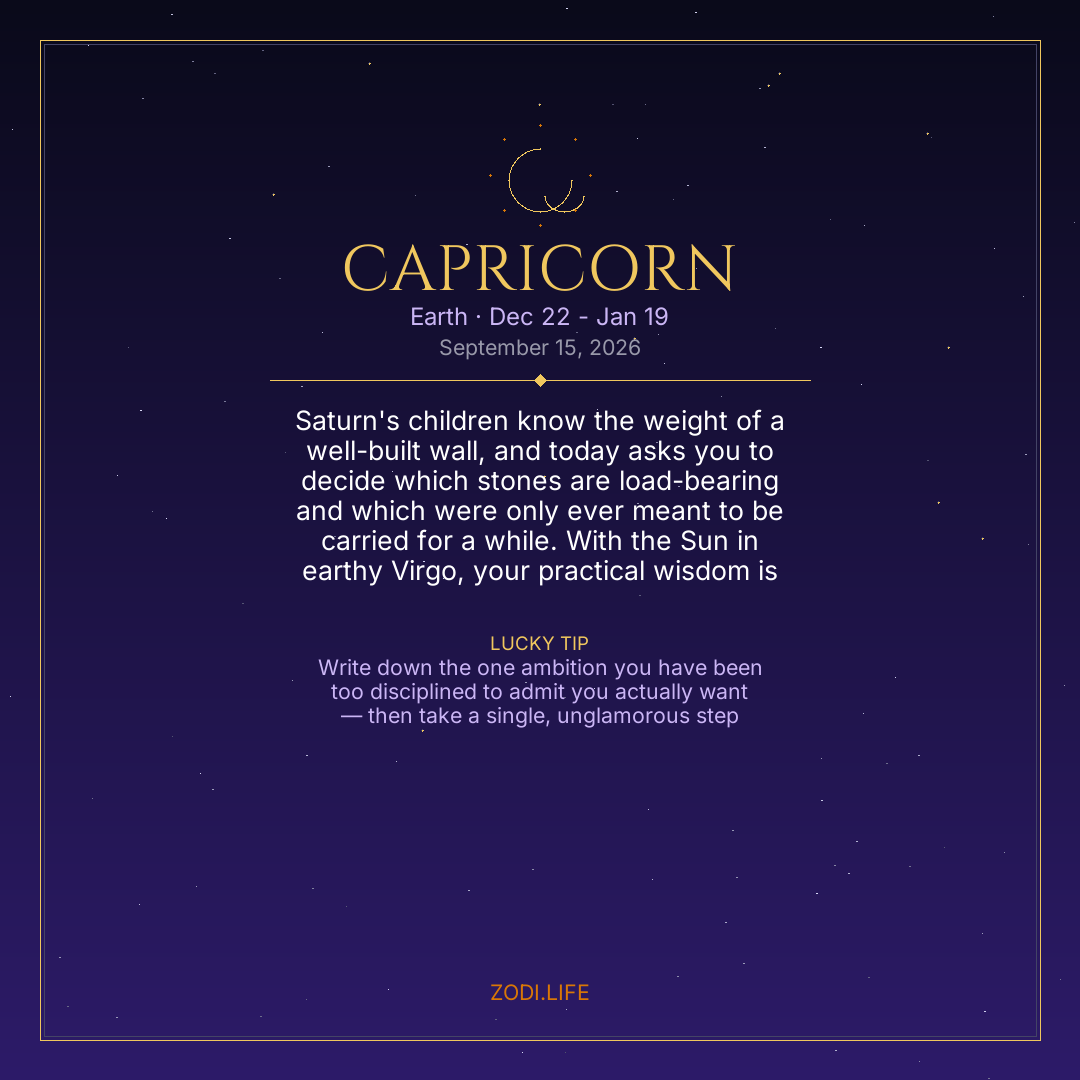 Capricorn Horoscope September 15, 2026