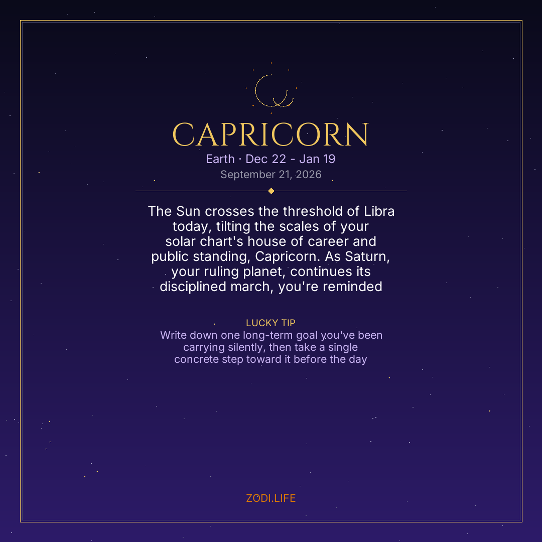 Capricorn Horoscope September 21, 2026