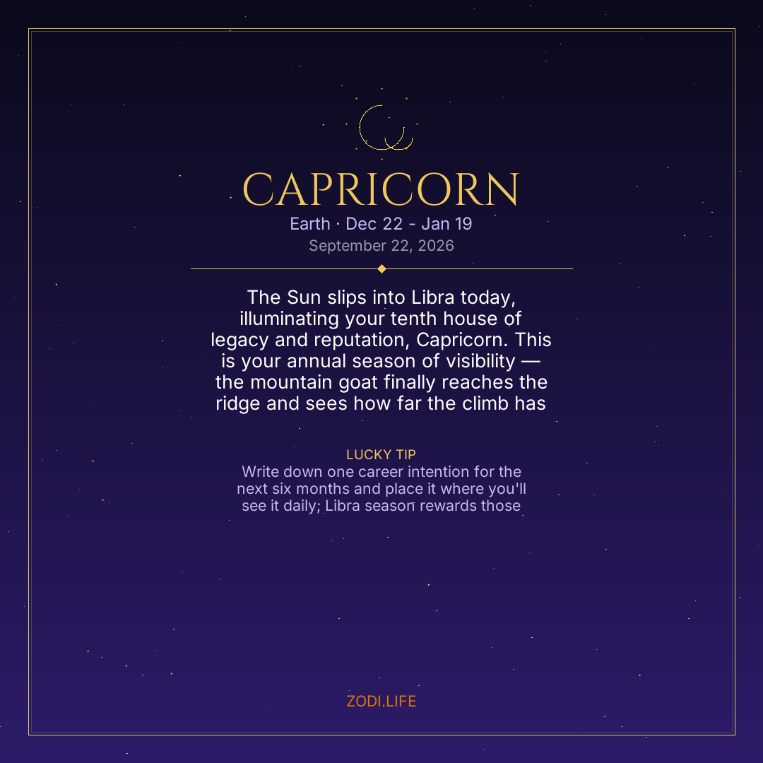 Capricorn Horoscope September 22, 2026