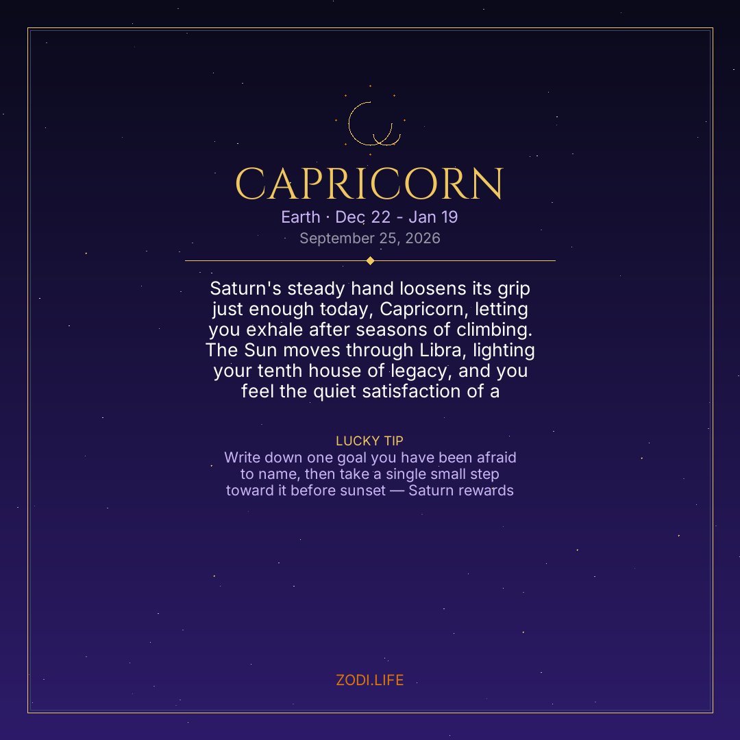 Capricorn Horoscope September 25, 2026