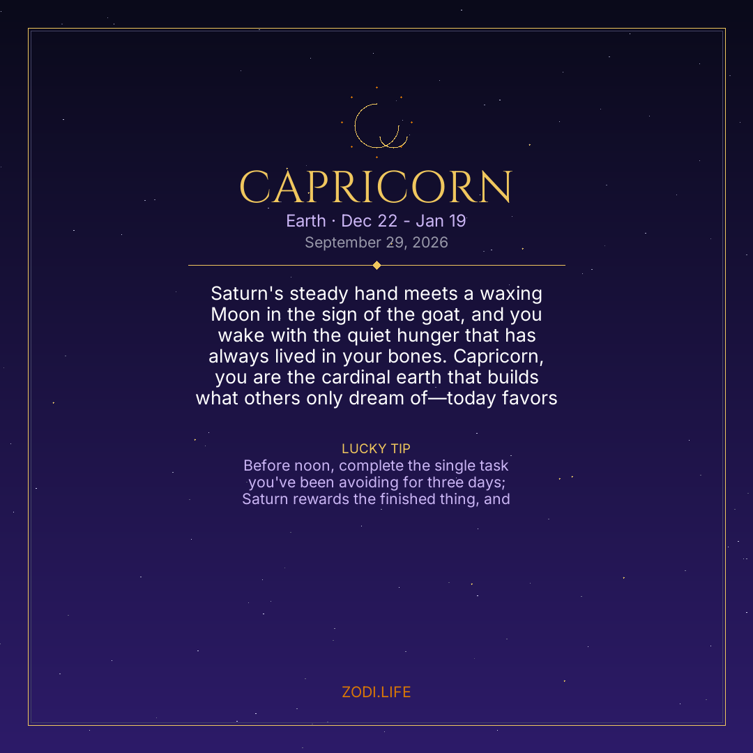 Capricorn Horoscope September 29, 2026