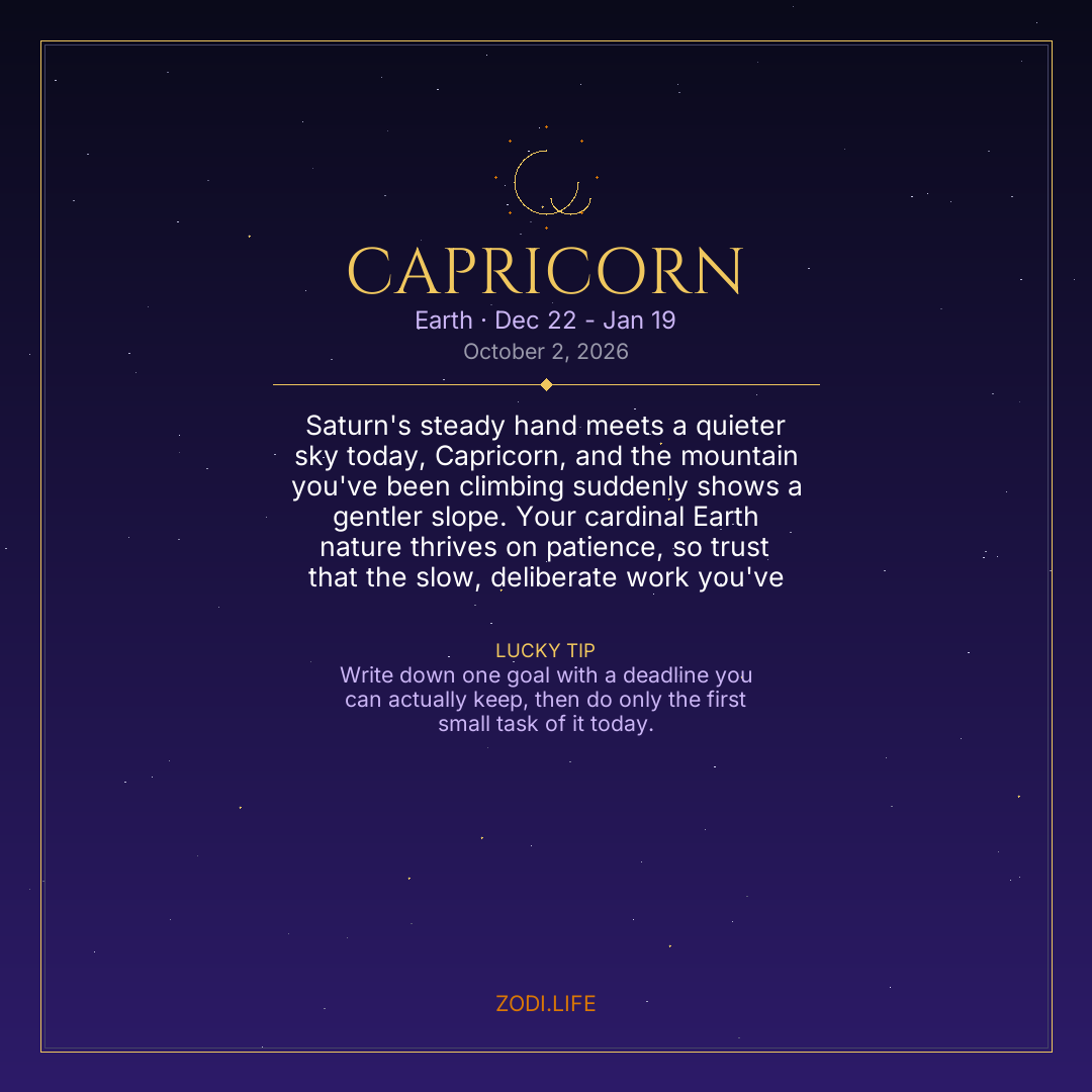 Capricorn Horoscope October 2, 2026