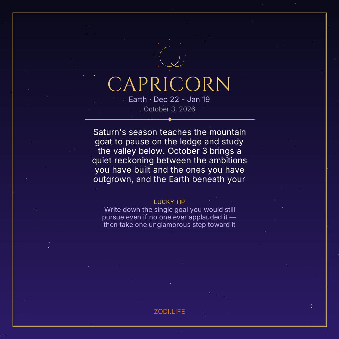 Capricorn Horoscope October 3, 2026
