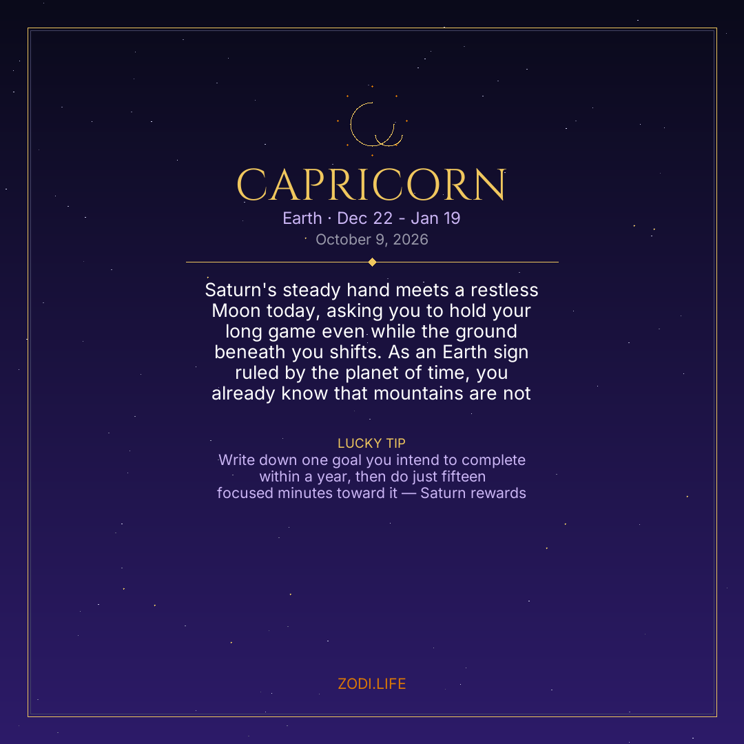 Capricorn Horoscope October 9, 2026