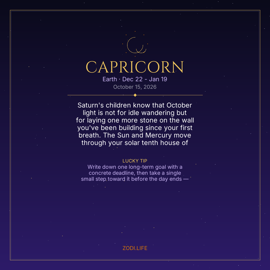 Capricorn Horoscope October 15, 2026