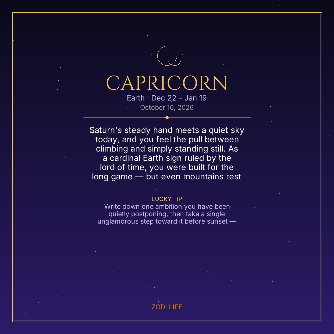 Capricorn Horoscope October 16, 2026