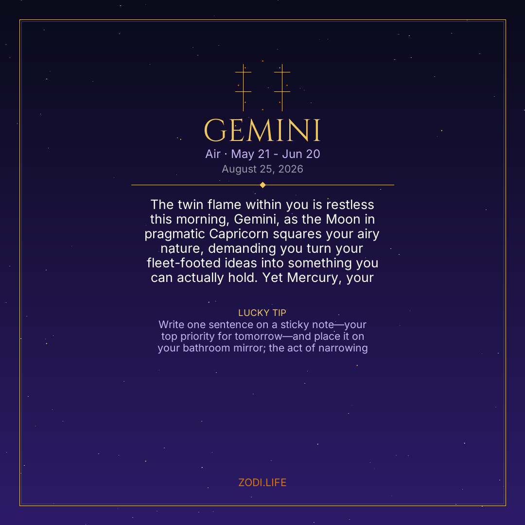 Gemini Horoscope August 25, 2026