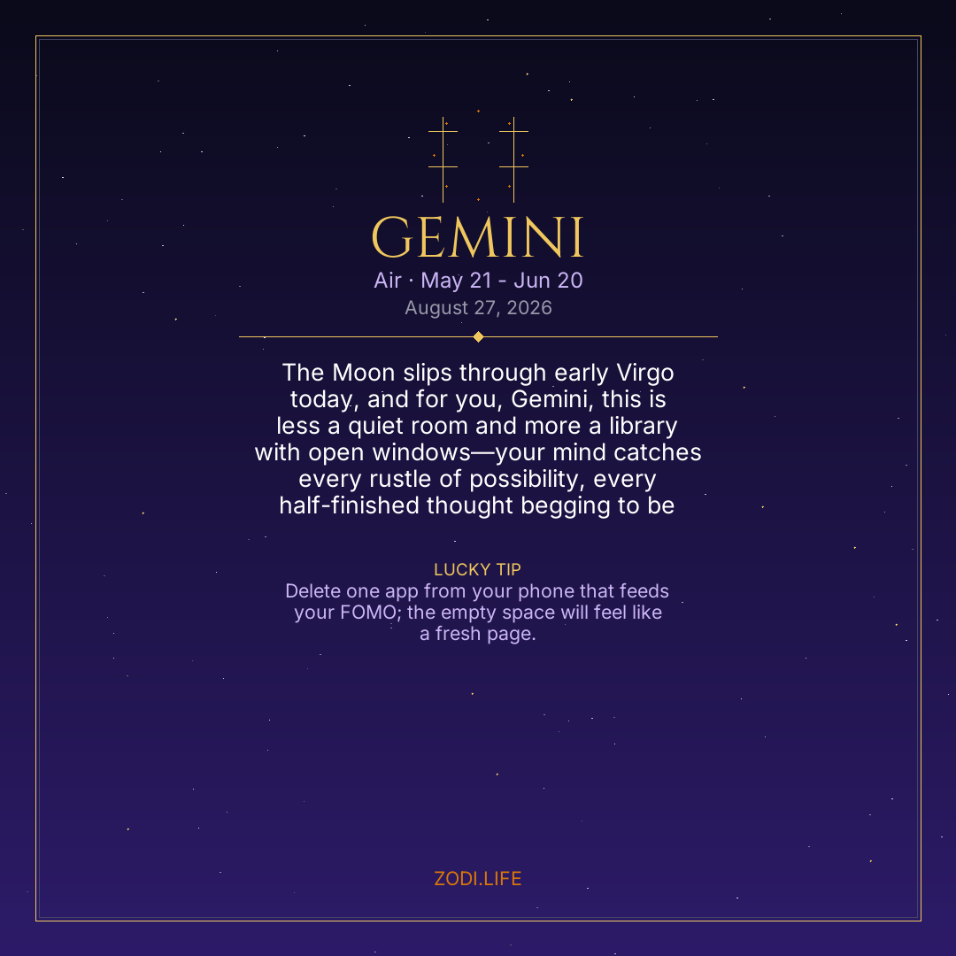 Gemini Horoscope August 27, 2026