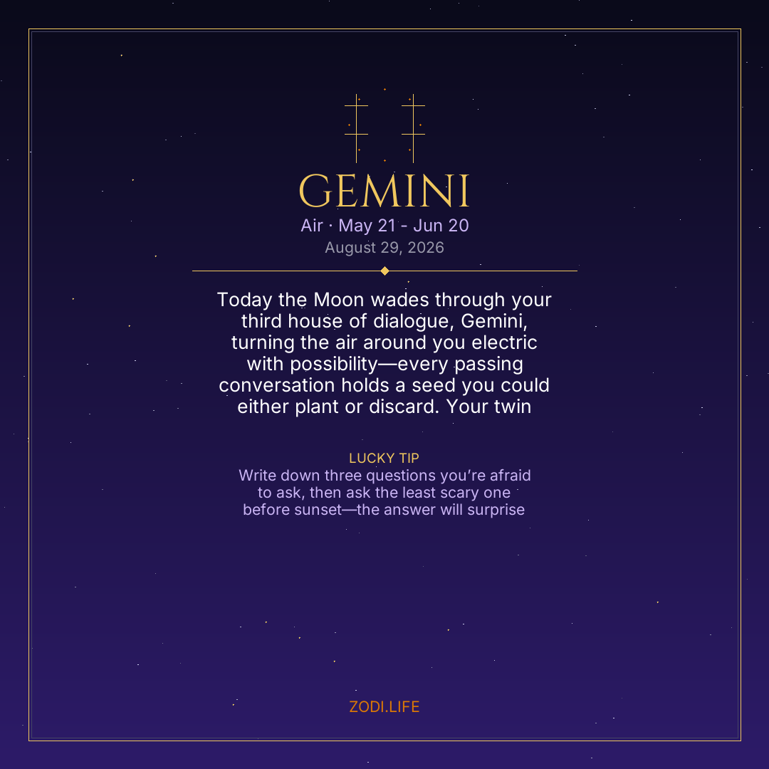 Gemini Horoscope August 29, 2026