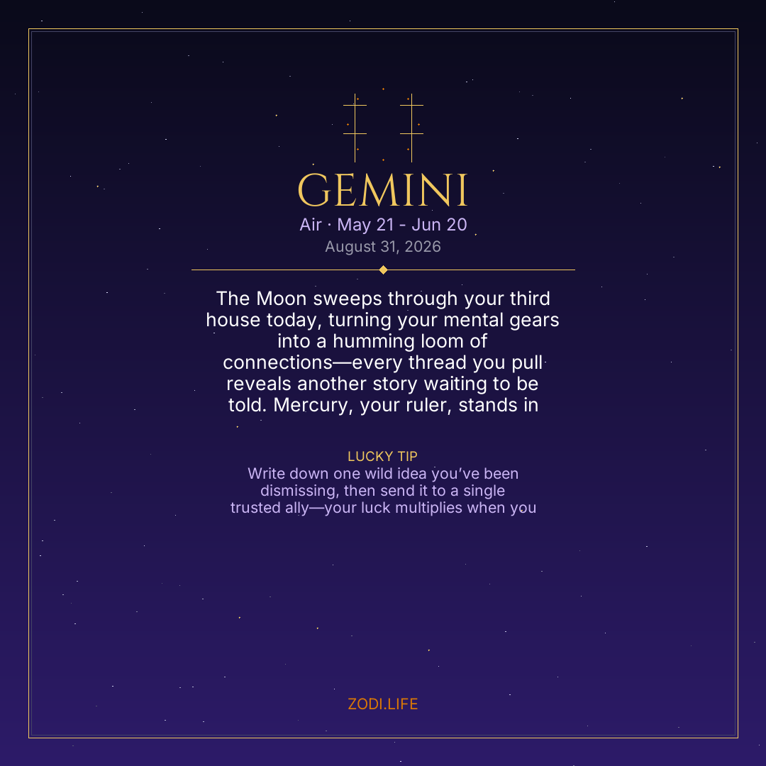 Gemini Horoscope August 31, 2026