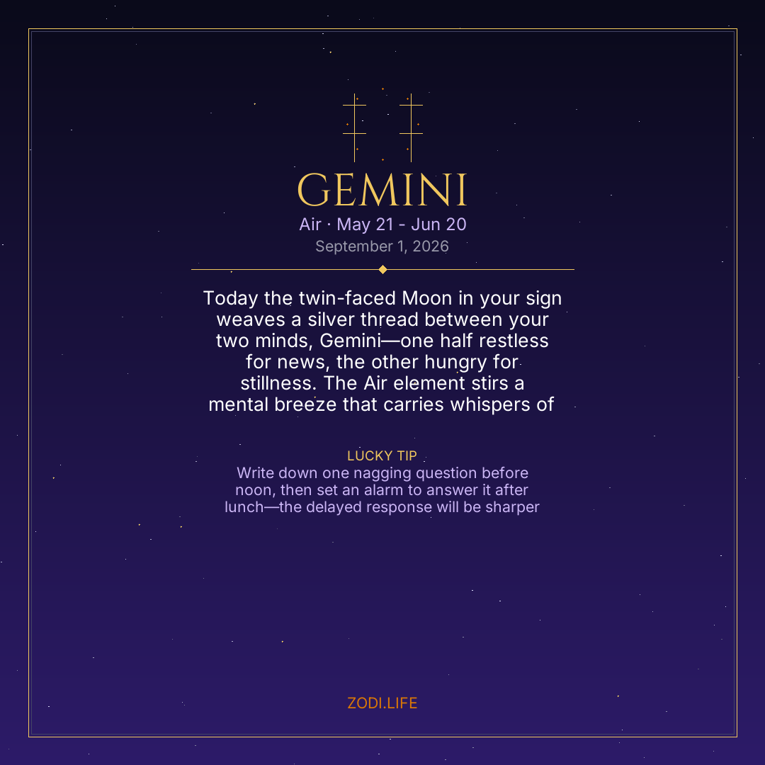 Gemini Horoscope September 1, 2026