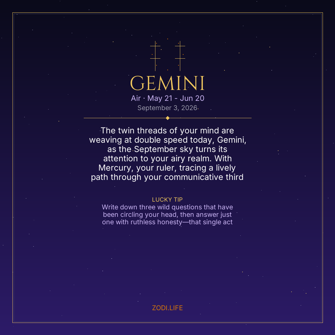 Gemini Horoscope September 3, 2026
