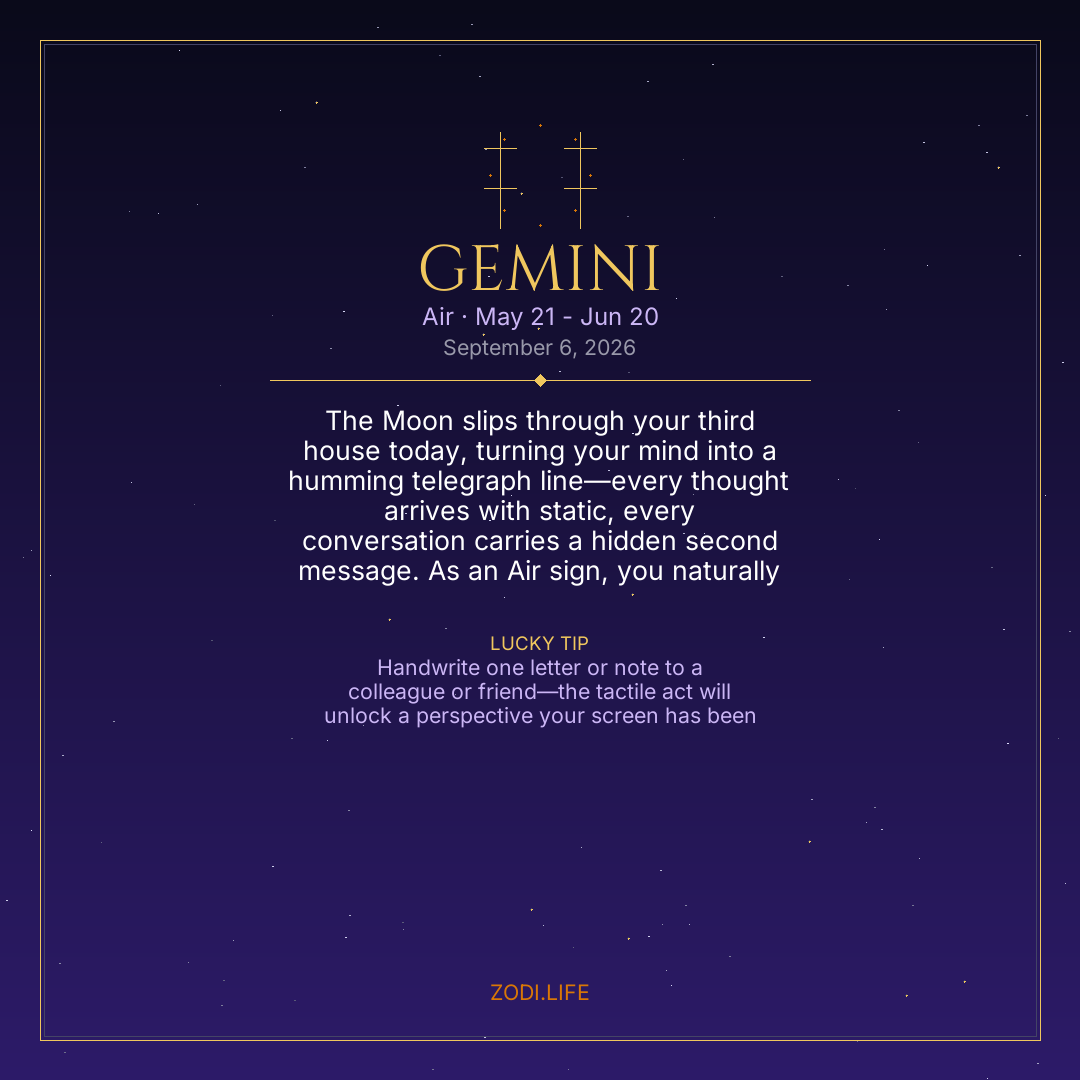 Gemini Horoscope September 6, 2026
