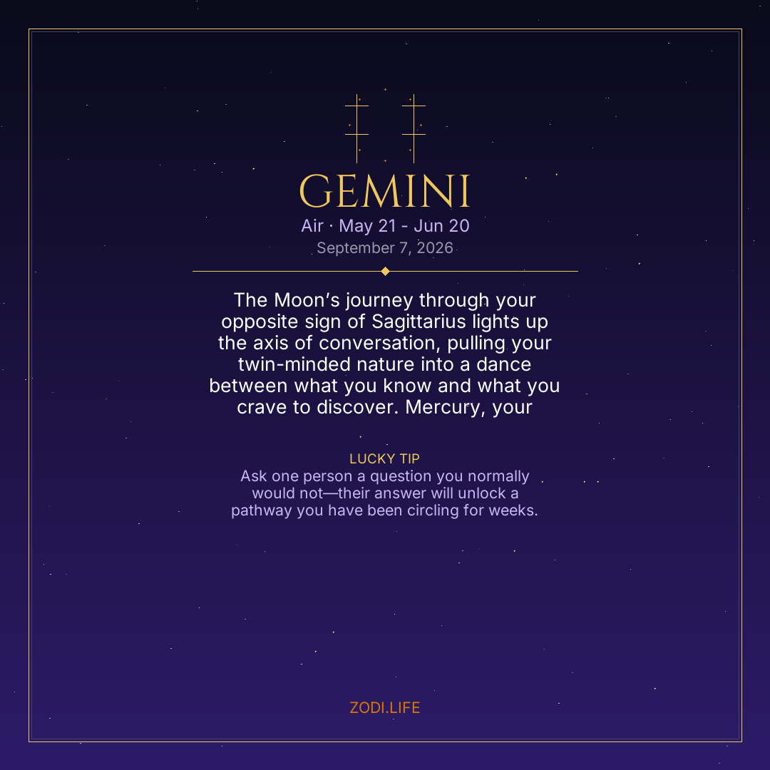 Gemini Horoscope September 7, 2026