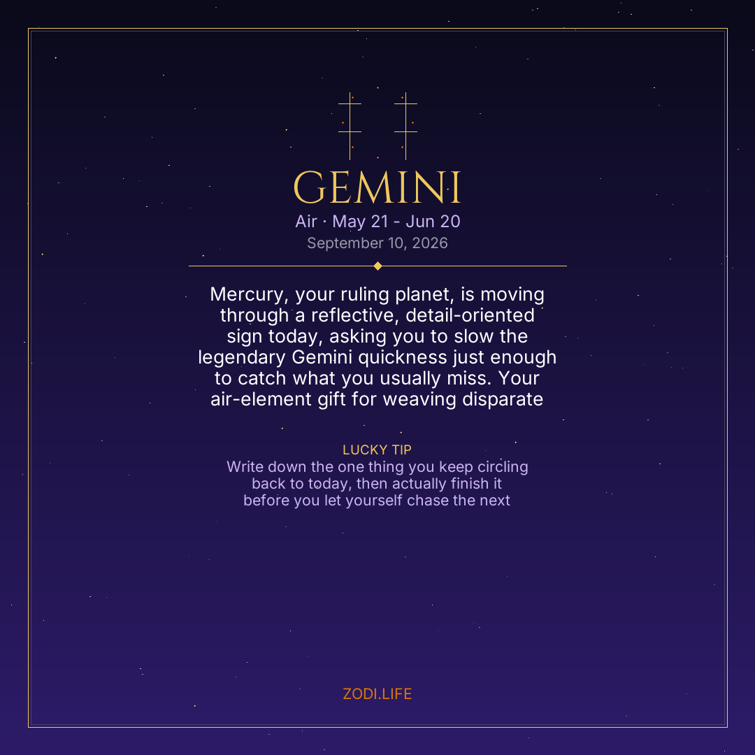 Gemini Horoscope September 10, 2026