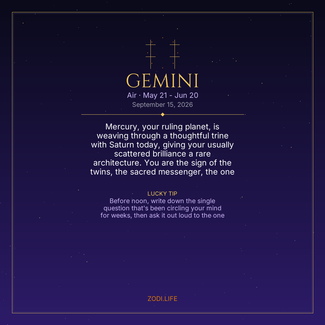 Gemini Horoscope September 15, 2026