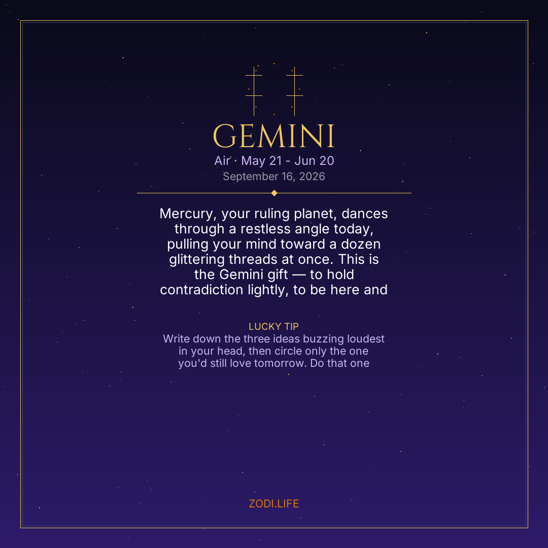 Gemini Horoscope September 16, 2026