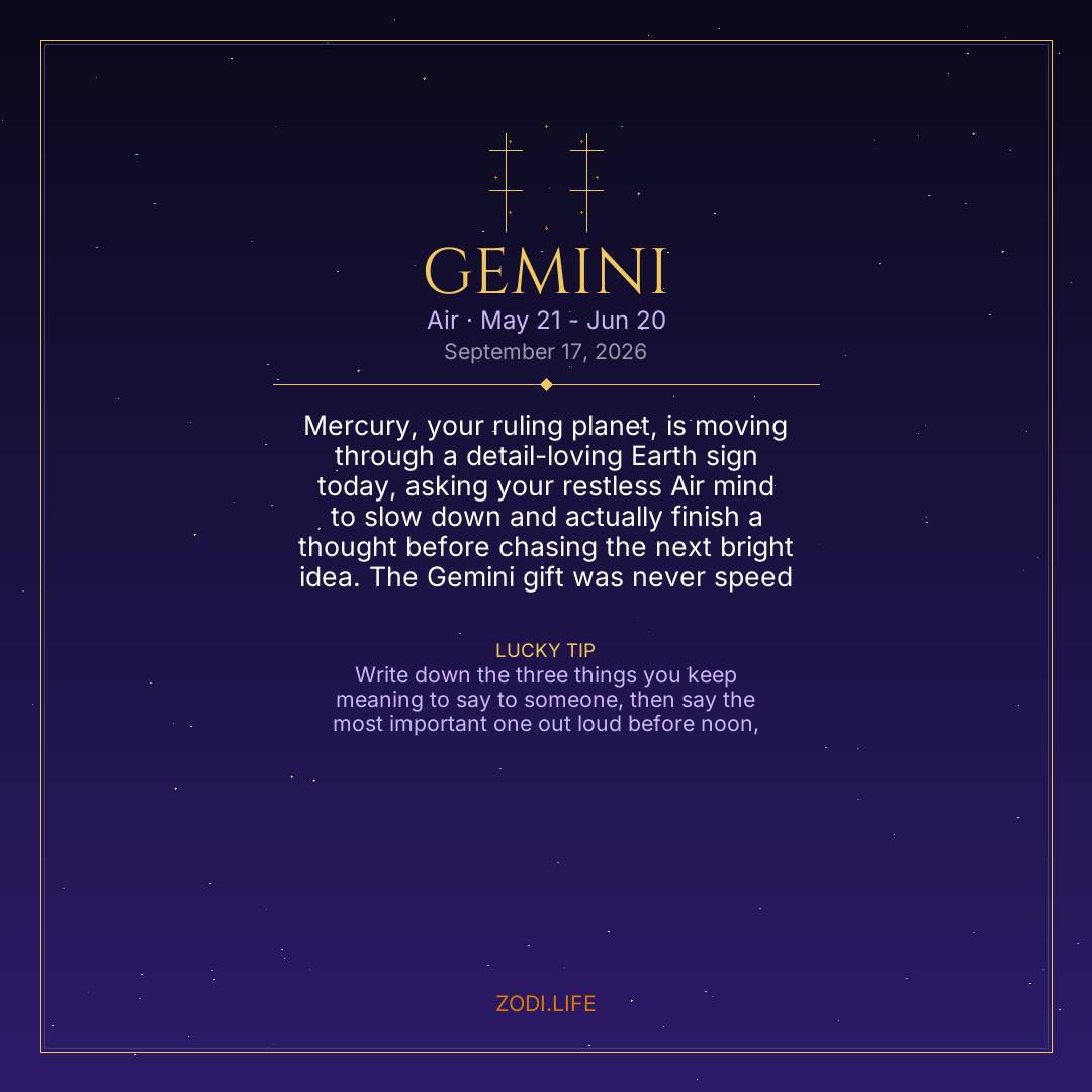 Gemini Horoscope September 17, 2026