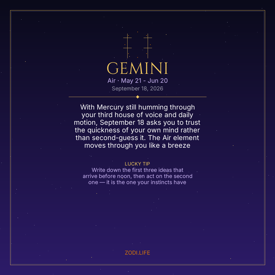 Gemini Horoscope September 18, 2026