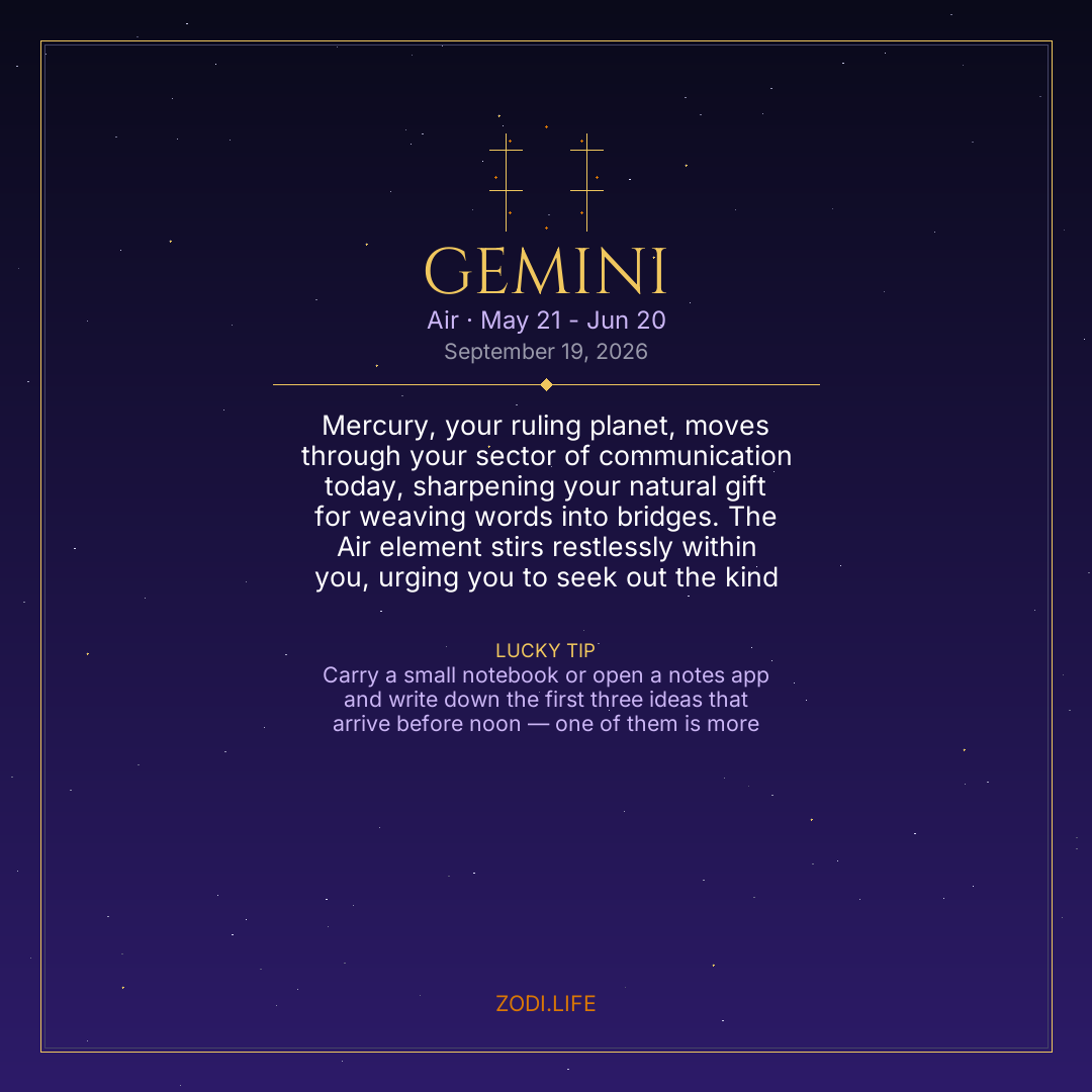 Gemini Horoscope September 19, 2026