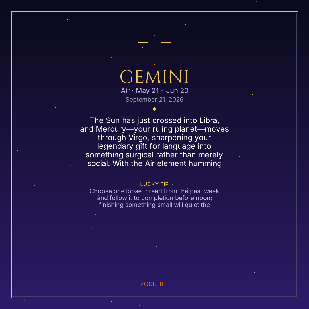 Gemini Horoscope September 21, 2026