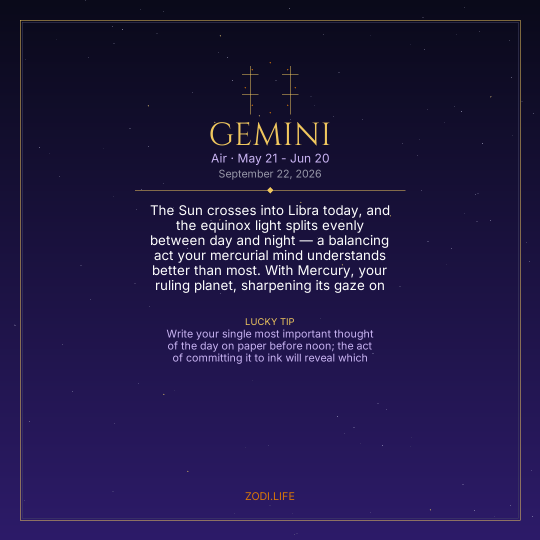 Gemini Horoscope September 22, 2026