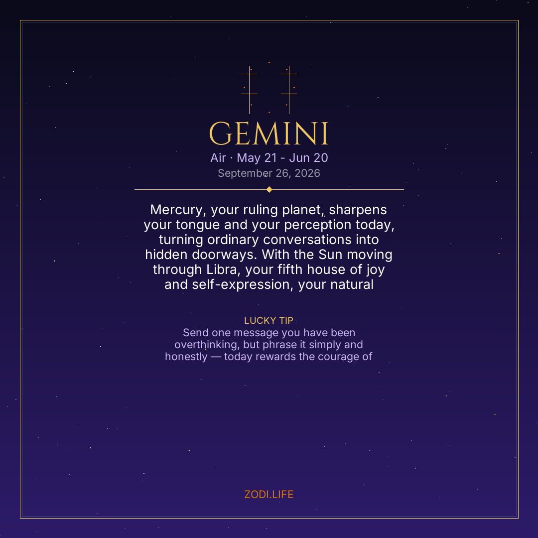 Gemini Horoscope September 26, 2026