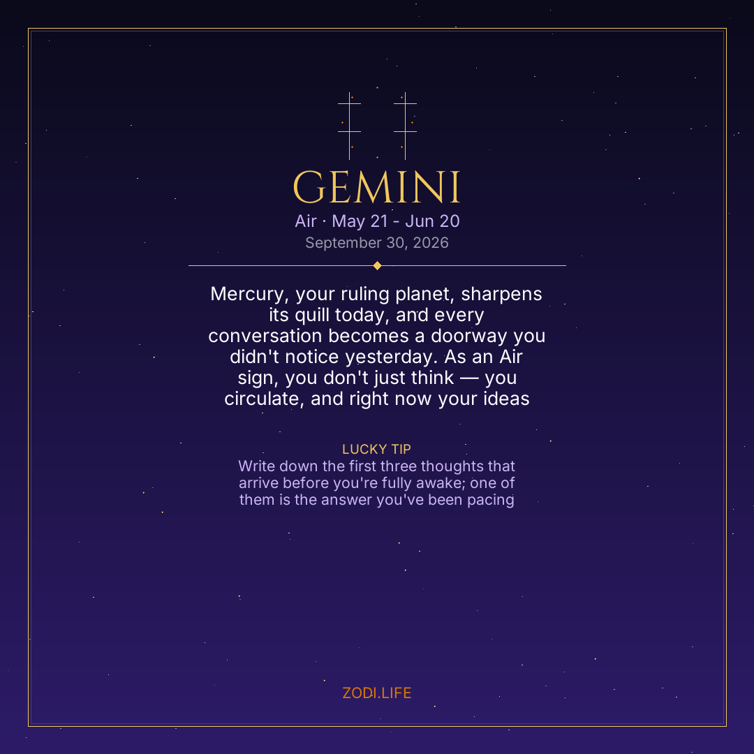 Gemini Horoscope September 30, 2026