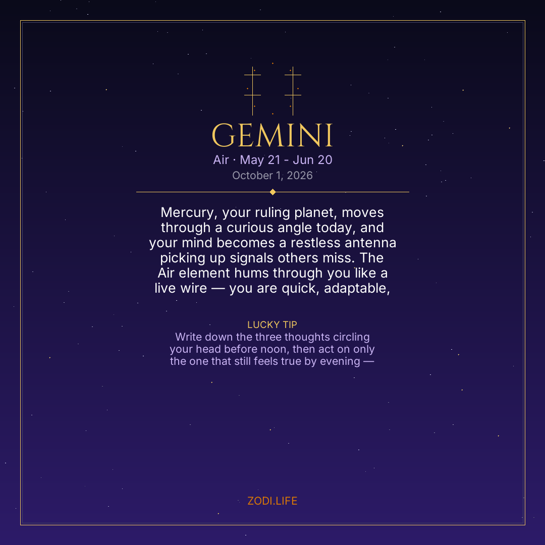 Gemini Horoscope October 1, 2026