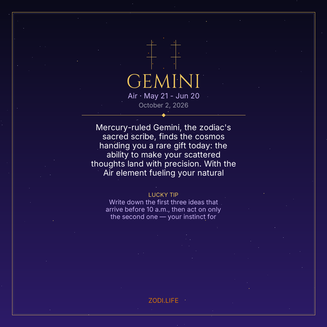 Gemini Horoscope October 2, 2026
