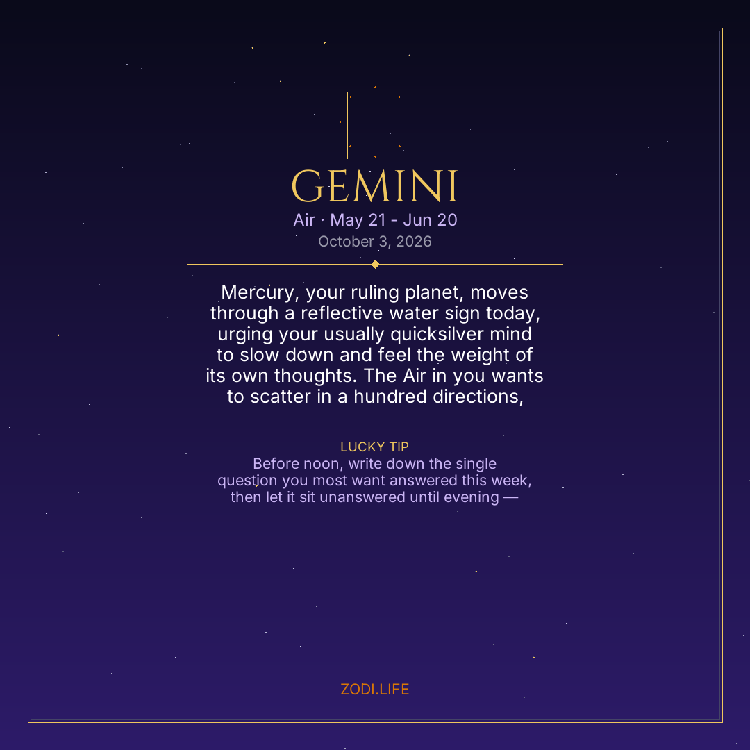 Gemini Horoscope October 3, 2026
