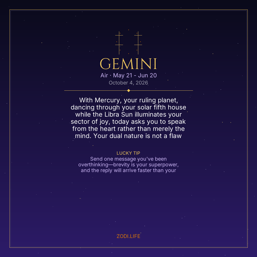 Gemini Horoscope October 4, 2026