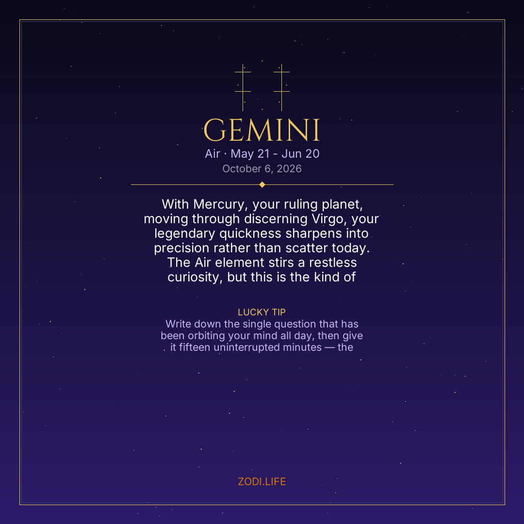 Gemini Horoscope October 6, 2026