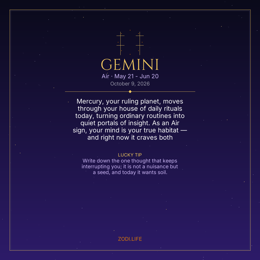 Gemini Horoscope October 9, 2026