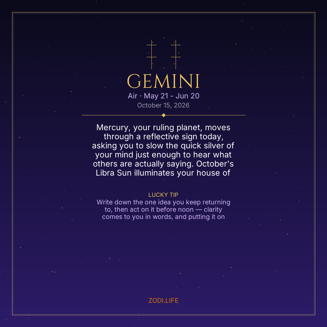 Gemini Horoscope October 15, 2026