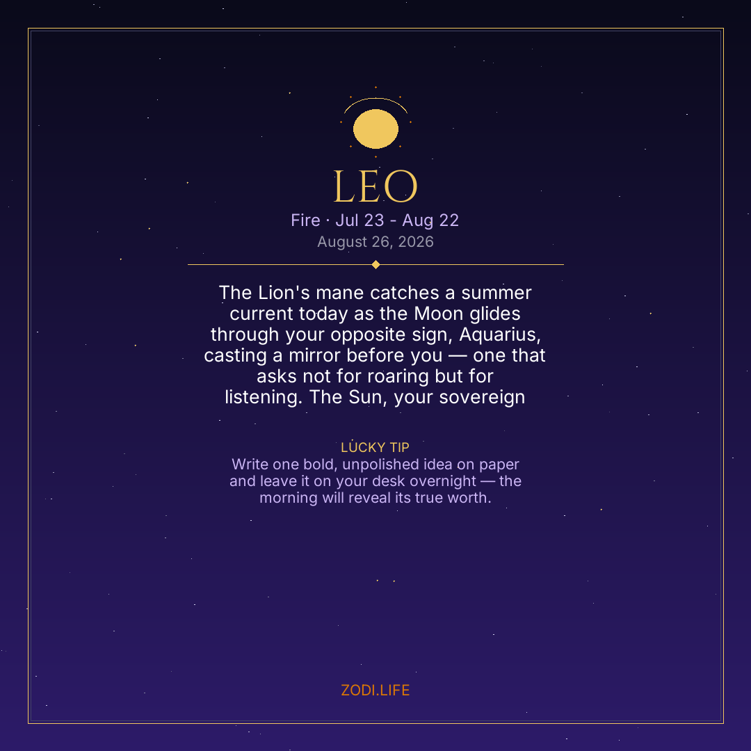 Leo Horoscope August 26, 2026