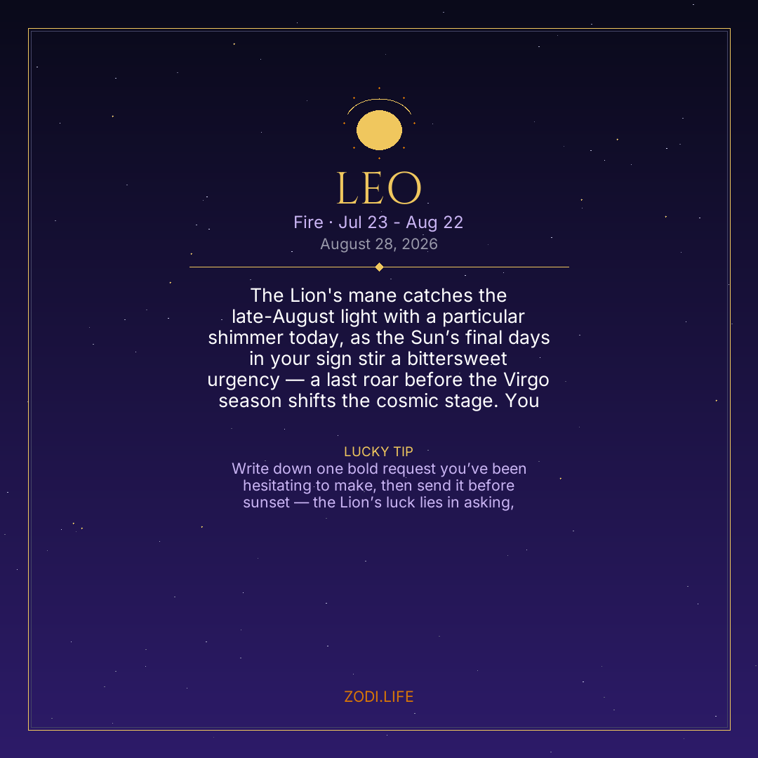Leo Horoscope August 28, 2026